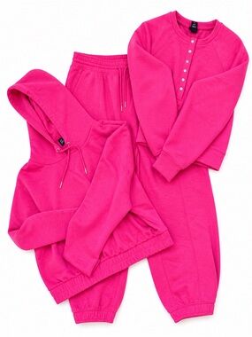 Scoop Pink Lounge Set Bundle Hoodie Joggers Pullover Matching Set M/S